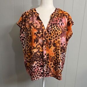 JODIFL Vibrant Leopard Print Blouse Size M